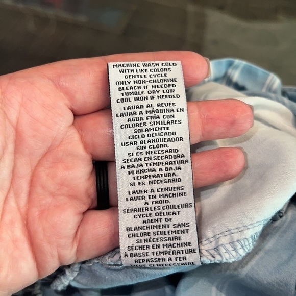 one 5 one Paperbag Waist Blue/White Striped High Waisted Shorts Size Large - Picture 5 of 5